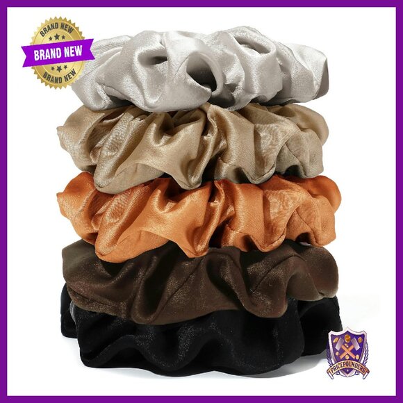 5-Pack Silk Hair Scrunchies for Frizz Prevention & No Damage